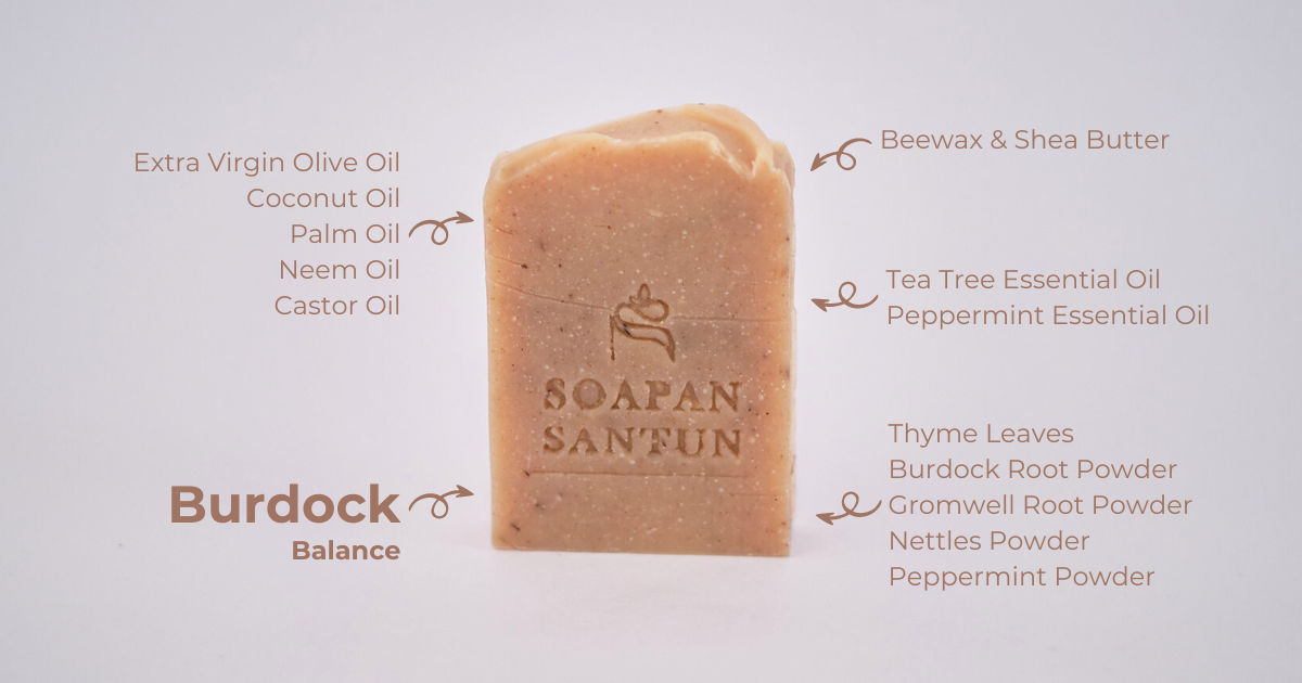 Burdock Balance Homemade Soap Ingredients