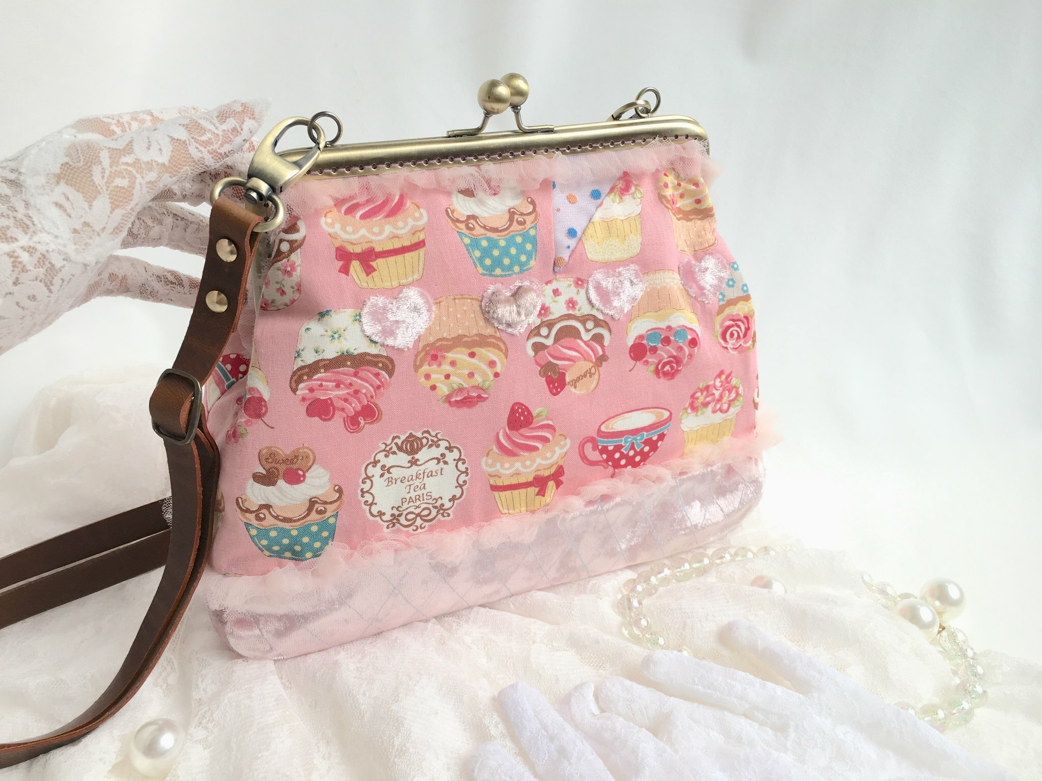風后妃設計口金包粉色可愛包包gamaguchi pink stuff kisslock bag handmade