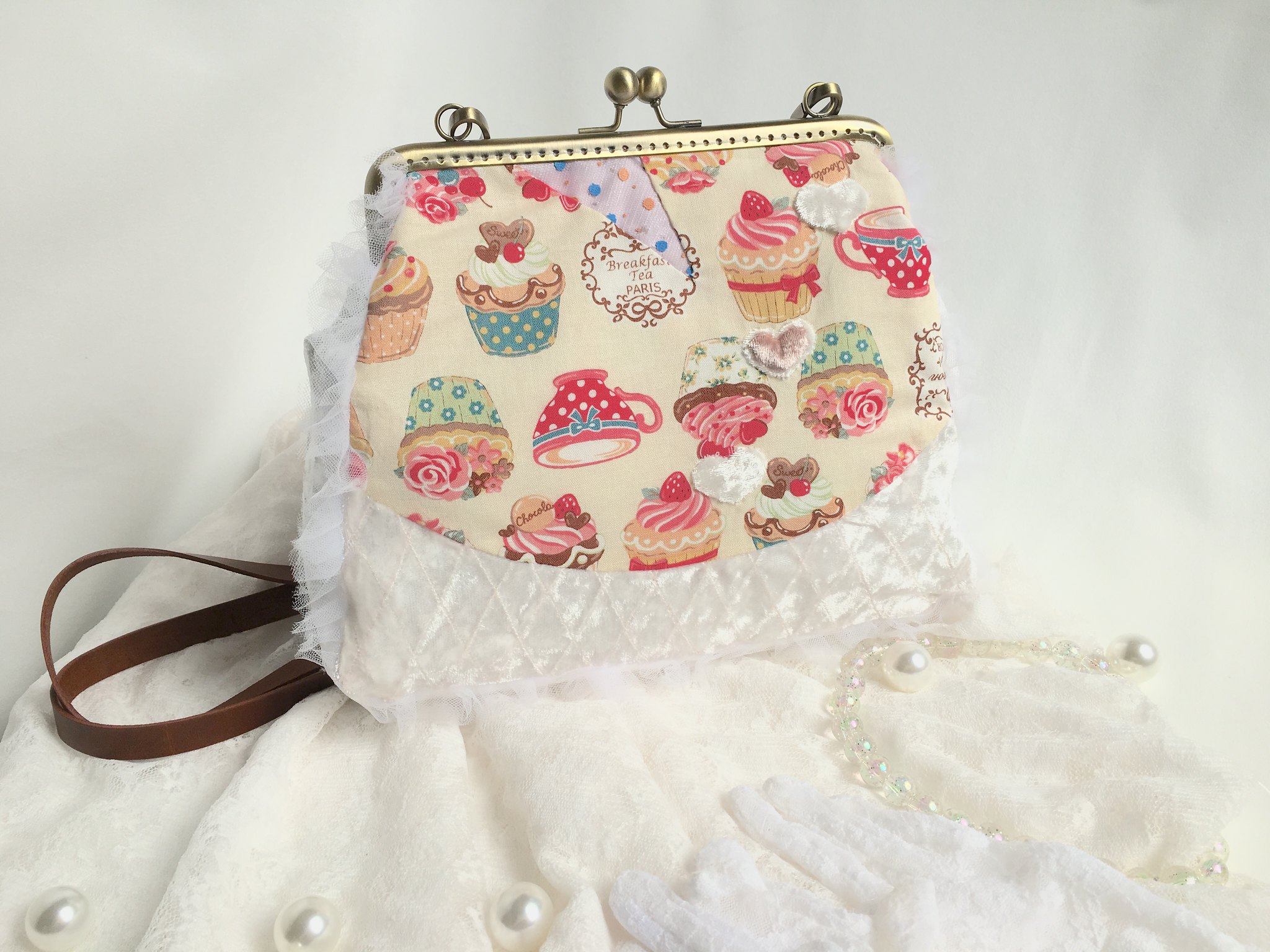 風后妃設計口金包奶油色蛋糕吻鎖包包gamaguchi bag for home decoration 