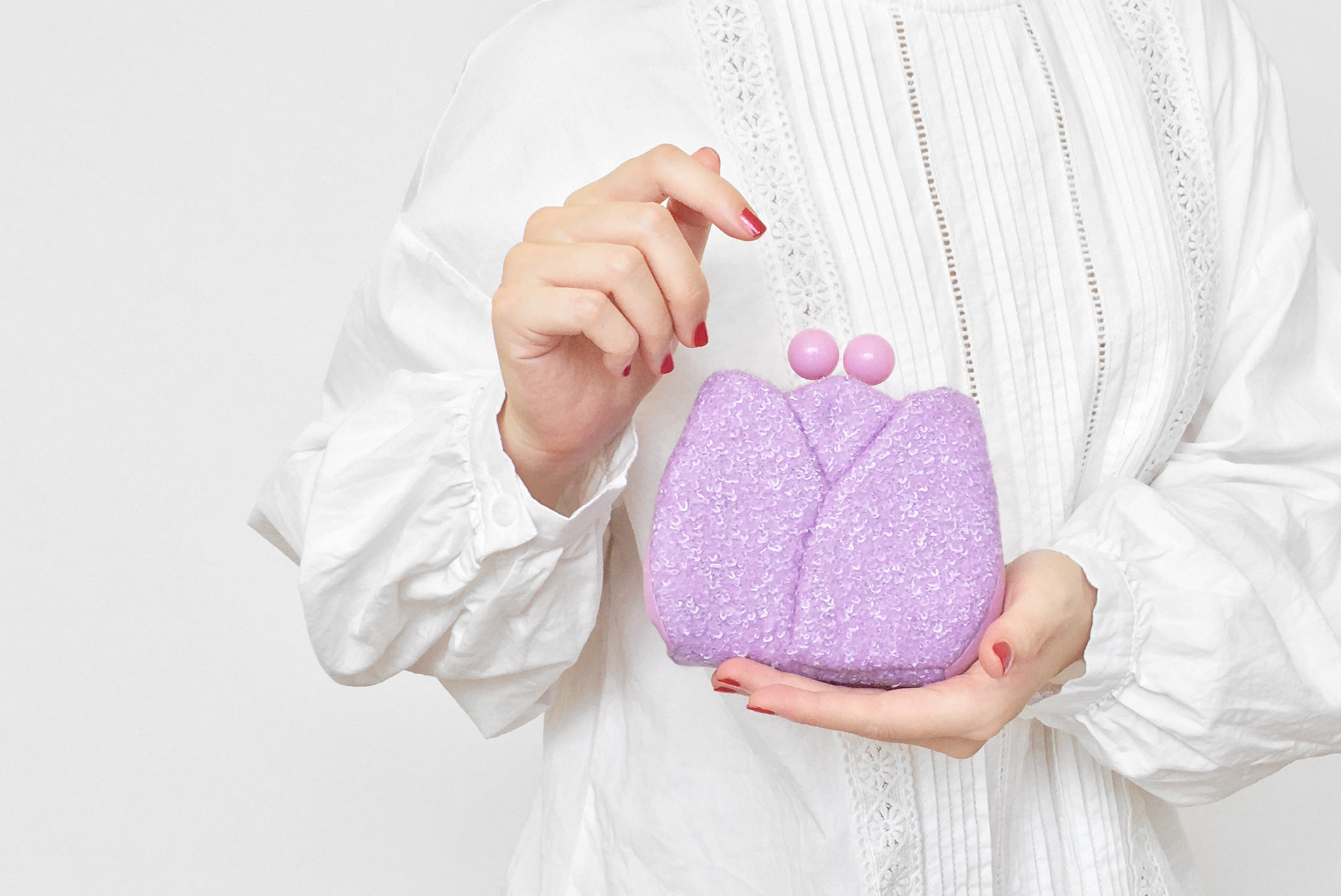 bi-fold wallet women wallet gift mist violet kiss lock purse