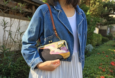 斜背長夾錢包 gamaguchi purse clasp clutch kisslock bag 風后妃設計