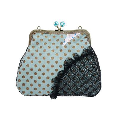 口金包金蔥點復古包golden polka dot gamaguchi clasp bag kisslock bag for lady gift 風后妃設計