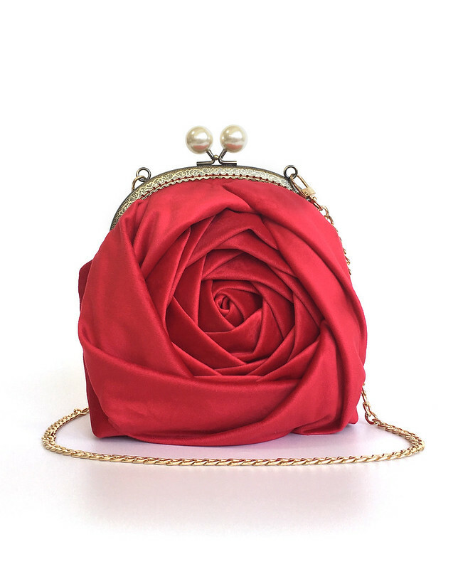玫瑰花 口金包包 rose clip bag kiss lock bag gamaguchi gift for women lady