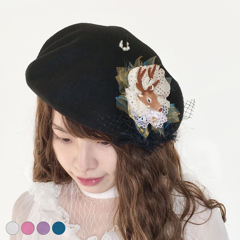 小鹿法式貴族貝蕾帽 黑色 五色 風后妃設計