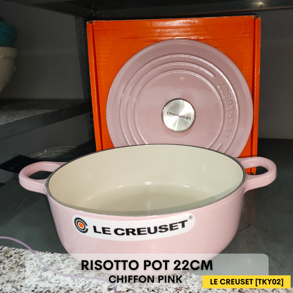 Le Creuset Cast Iron Risotto Pot 22cm Chiffon Pink Bonbon Hibiscus –  Aussie2My