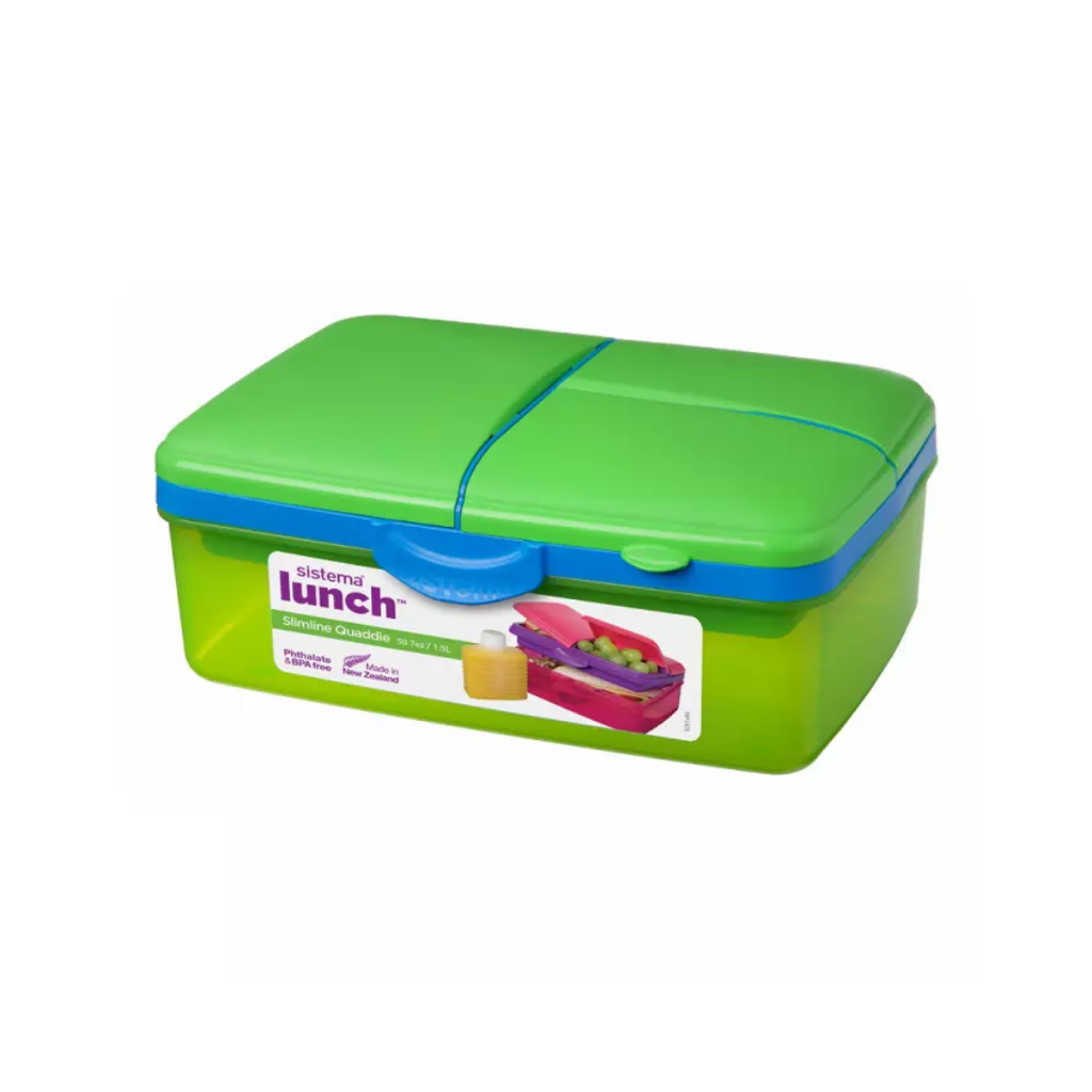 Sistema Lunch Slimline Quaddie 1.5 L Blue Green Multi Compartment Lunch Box Sistema Lunch Slimline Quaddie 1.5 L Blue Green Multi Compartment Lunch Box