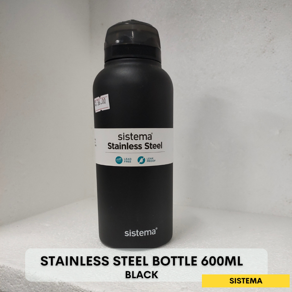 Sistema HYDRATE Stainless Steel Bottle 600mL Black Aussie2My