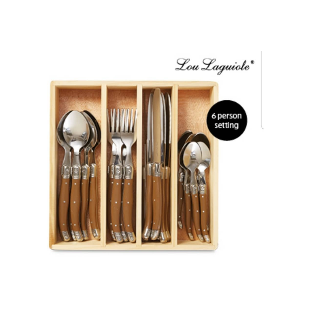 Lou Laguiole 24 pc Cutlery Set (Brown) – Aussie2My