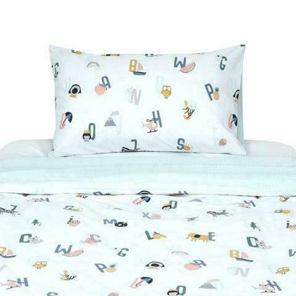 Anko Reversible Quilt Cover Set Single Alphabet Aussie2My