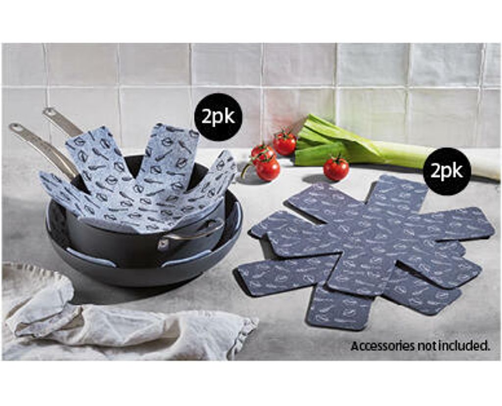 EasyHome Felt Pots & Pans Protector 2 Piece Set Dark Grey Aussie2My