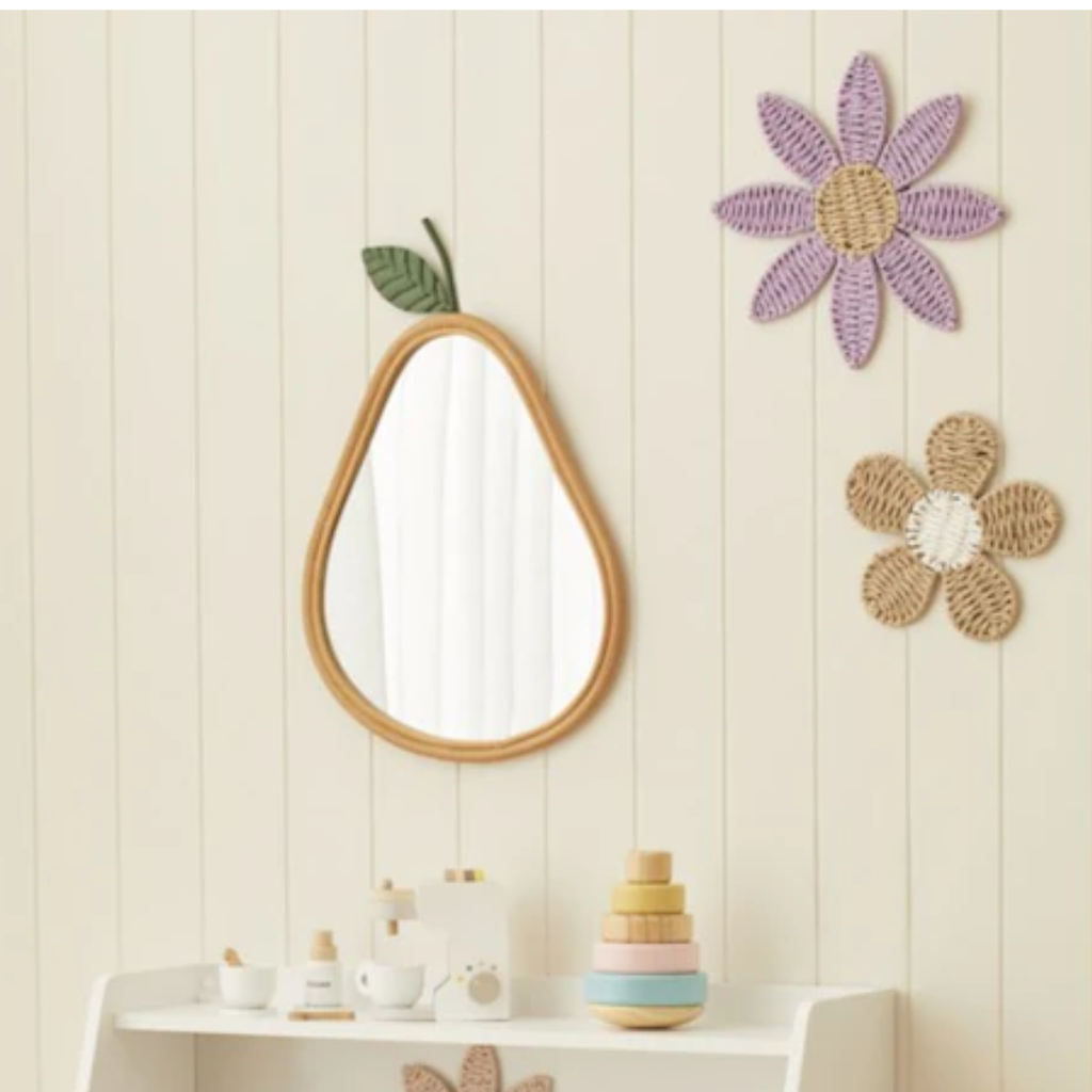 Kid's Wicker Mirror Pear BohoStyle Rattan Frame Aussie2My
