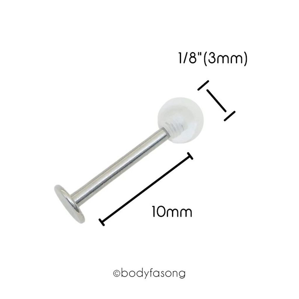 16G帶透明球_耳針、唇釘10mm