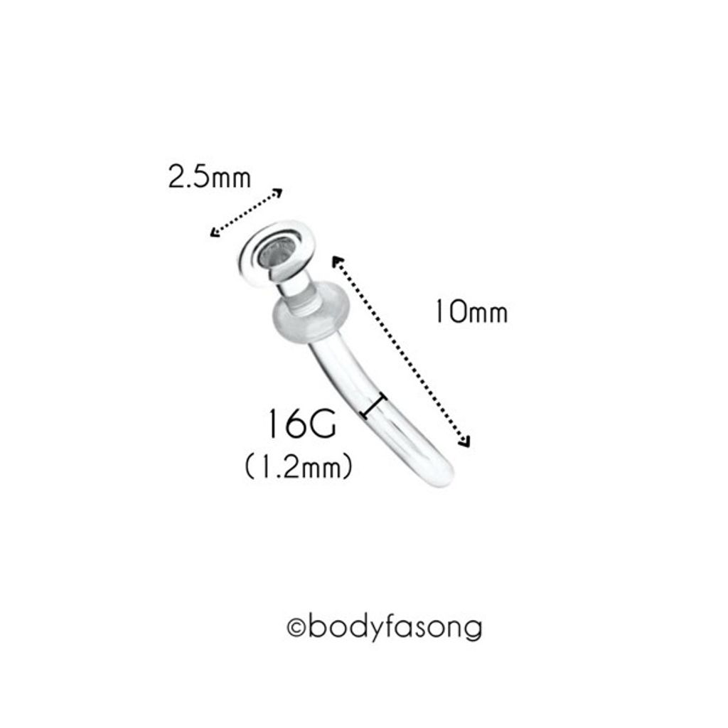 16G玻璃眉釘 耳針 唇釘_長10mm