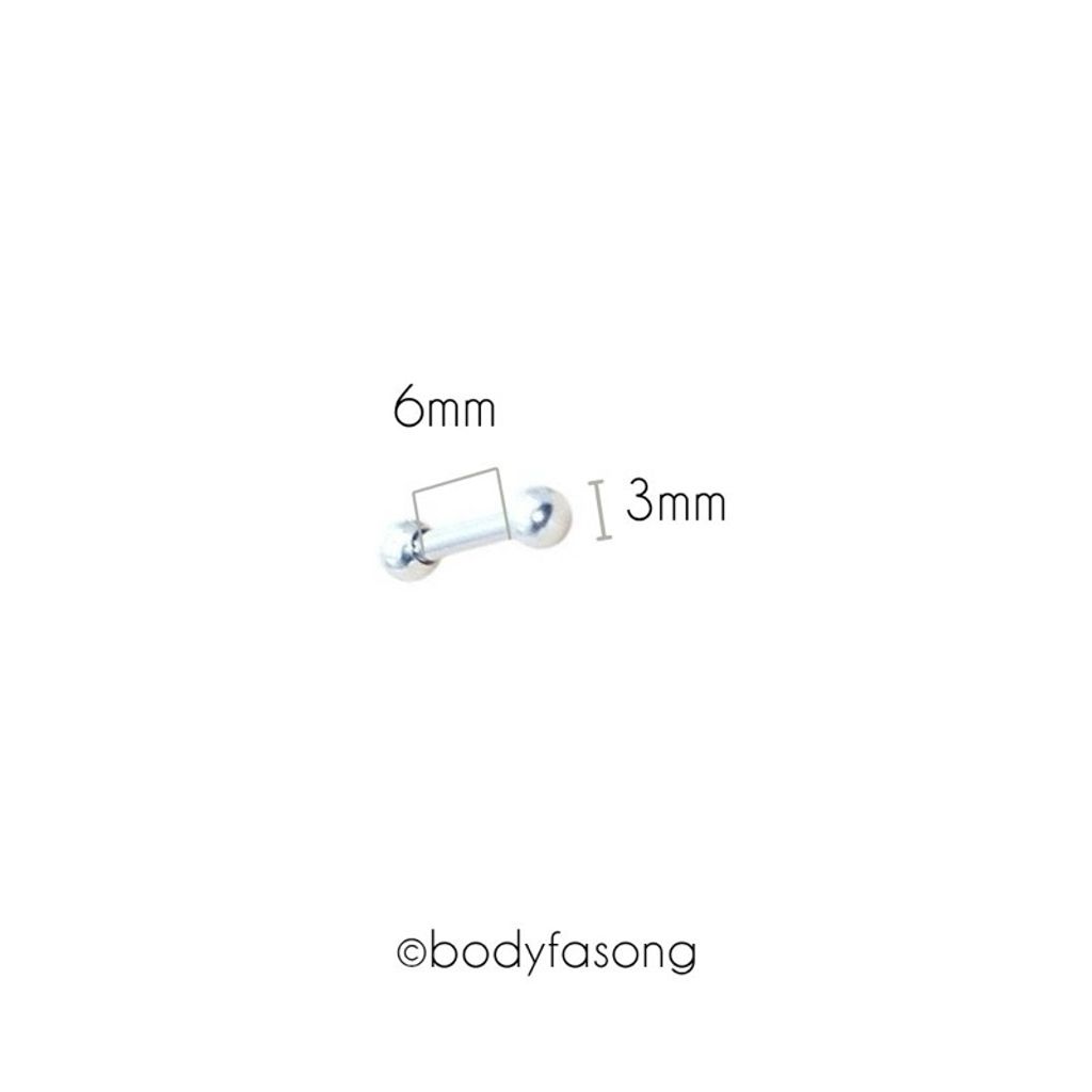 16G鋼珠款 養耳棒 眉釘 唇釘_長6mm鋼珠3mm