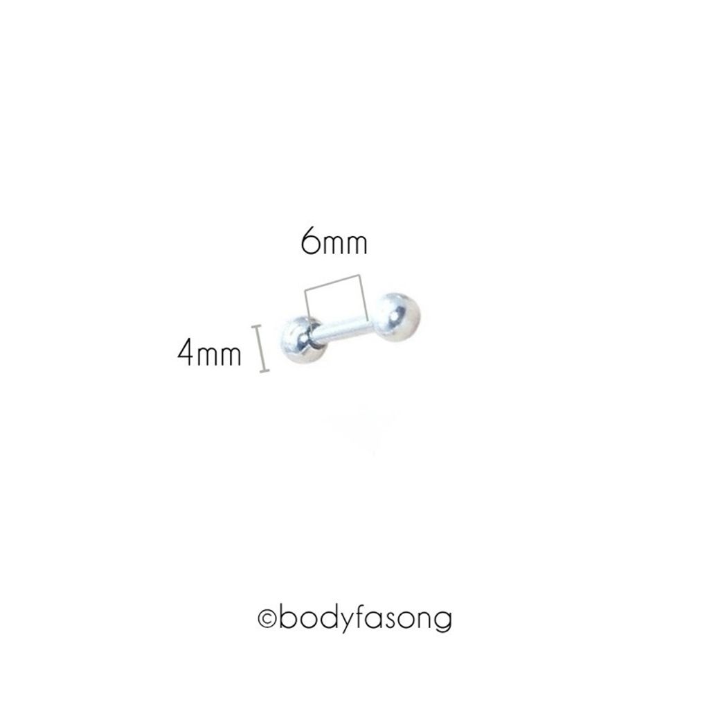 16G鋼珠款 養耳棒 眉釘 唇釘_長6mm鋼珠4mm