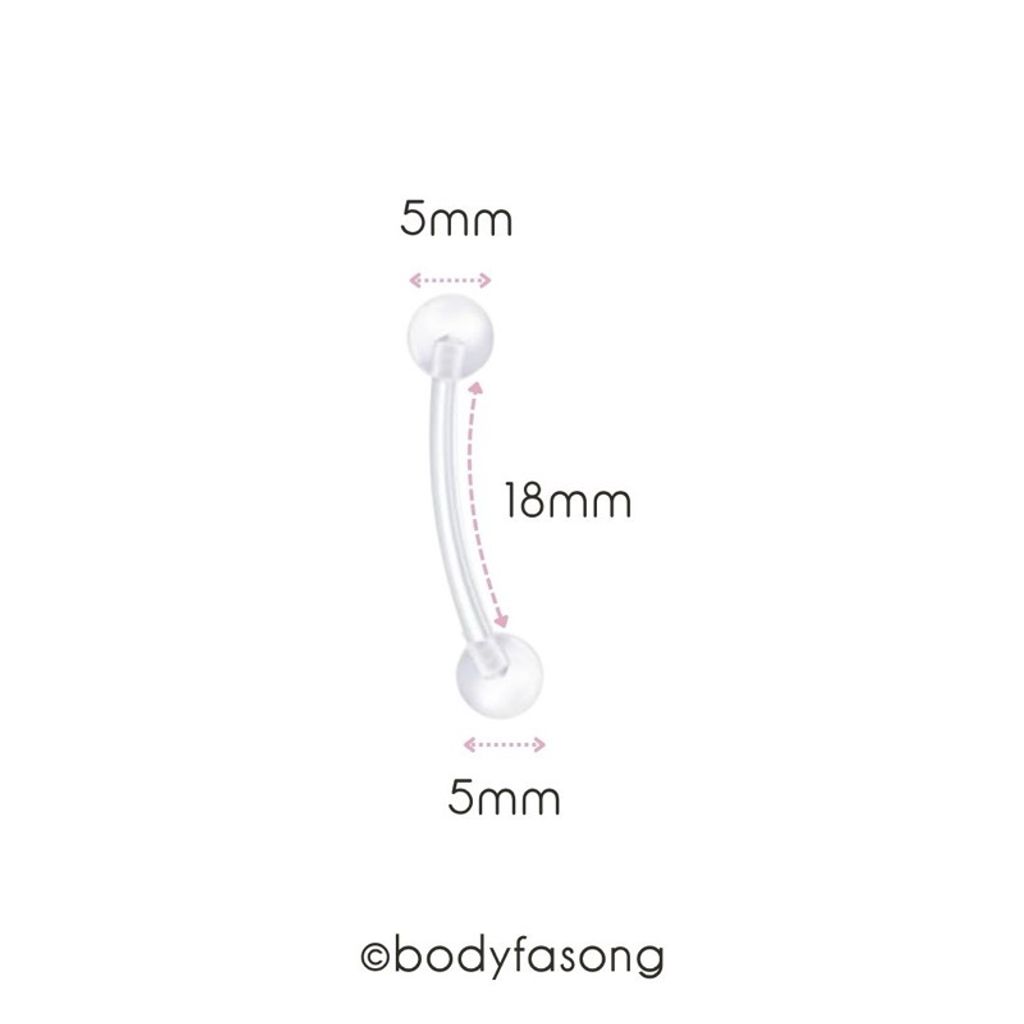 懷孕用肚臍環基本款，尺寸標示長18mm 球5x5mm
