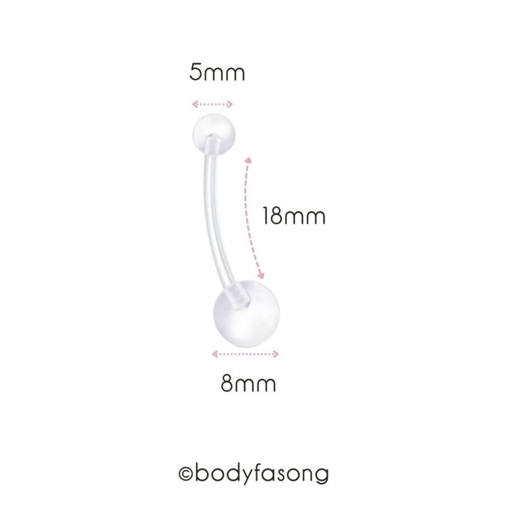 懷孕用肚臍環基本款，尺寸標示長18mm 球5x8mm