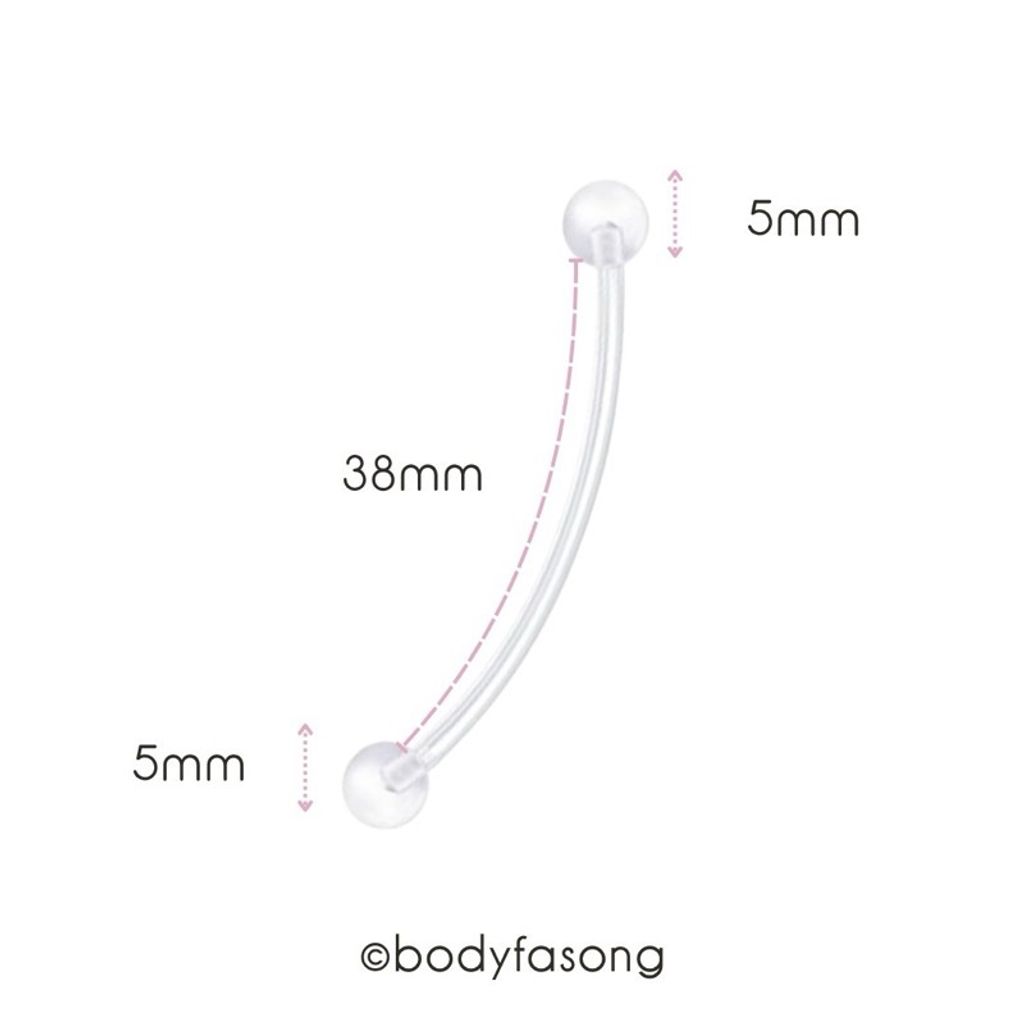 懷孕用肚臍環基本款，尺寸標示長38mm 球5x5mm