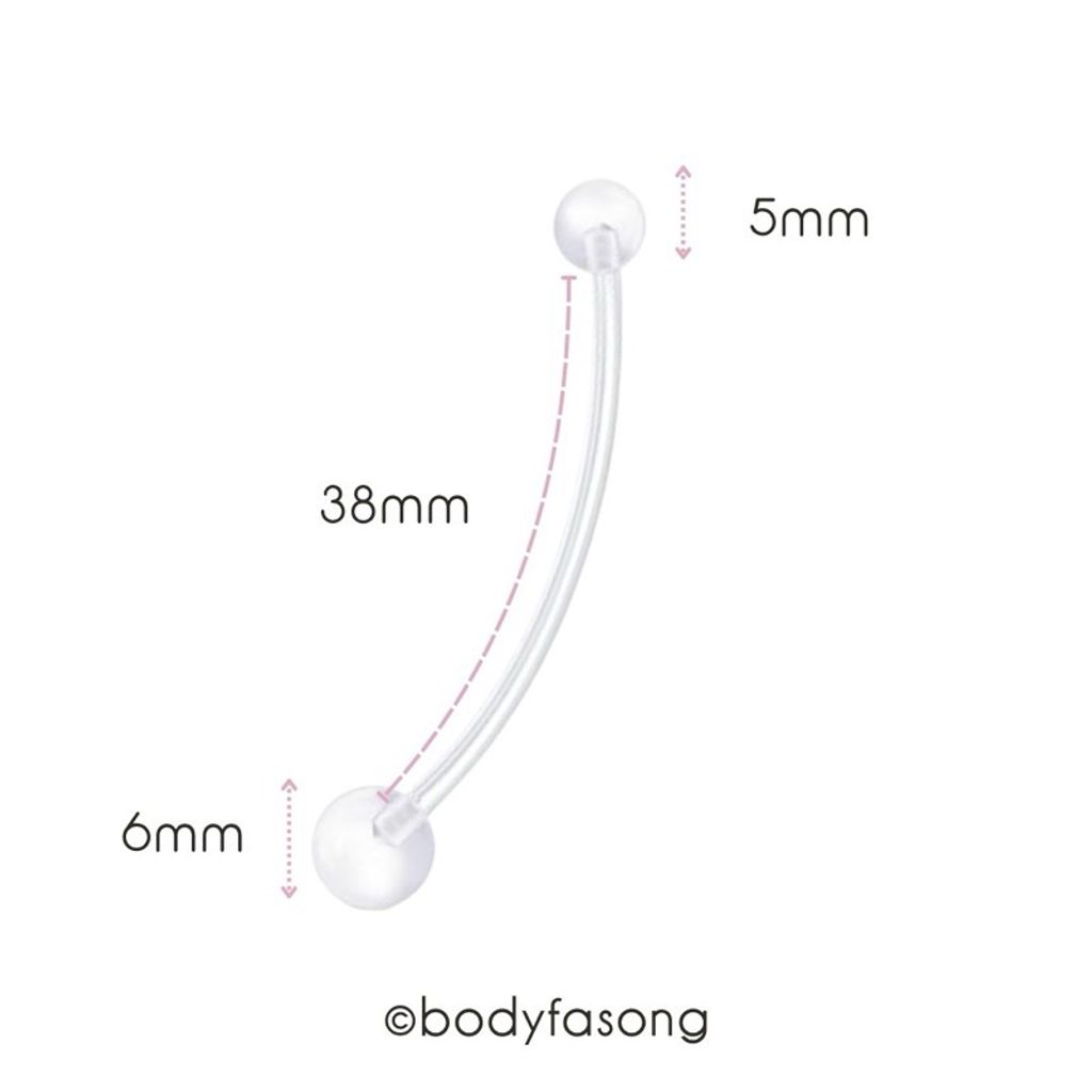 懷孕用肚臍環基本款，尺寸標示長38mm 球5x6mm
