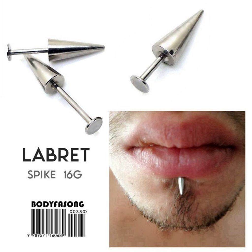 16G醫療鋼 Labret 長錐款 唇環 耳環