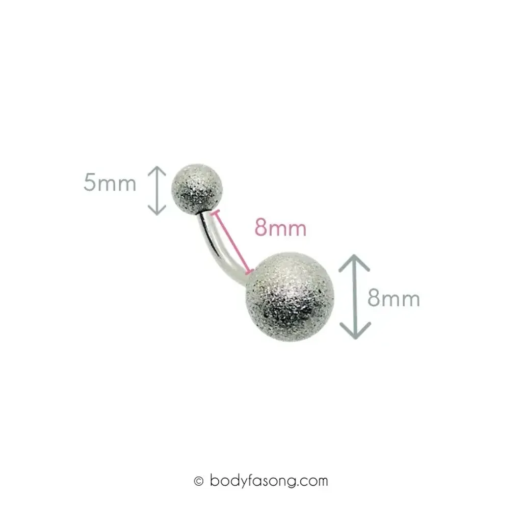 醫療鋼超短針肚臍環 啞光霧銀 長8mm