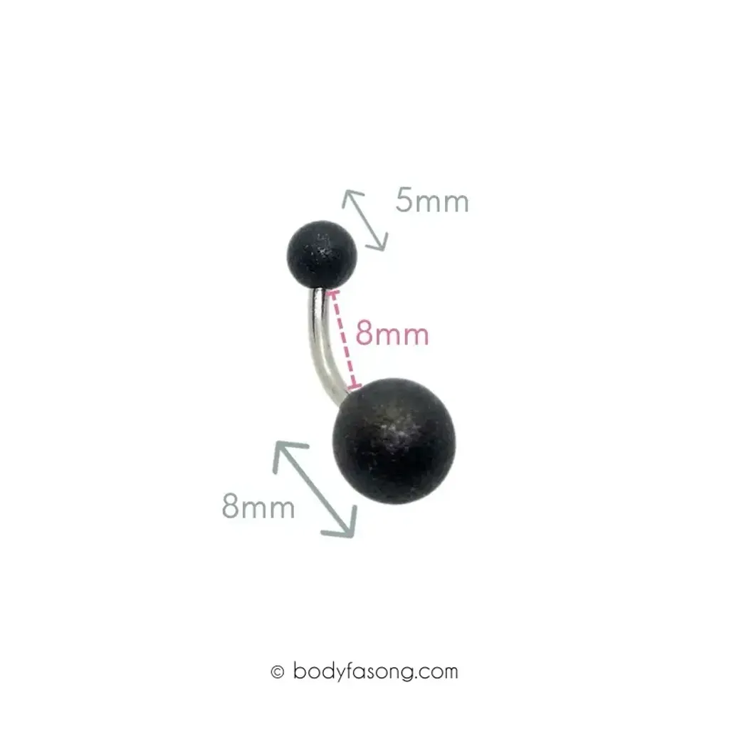 醫療鋼超短針肚臍環 啞光霧黑 長8mm