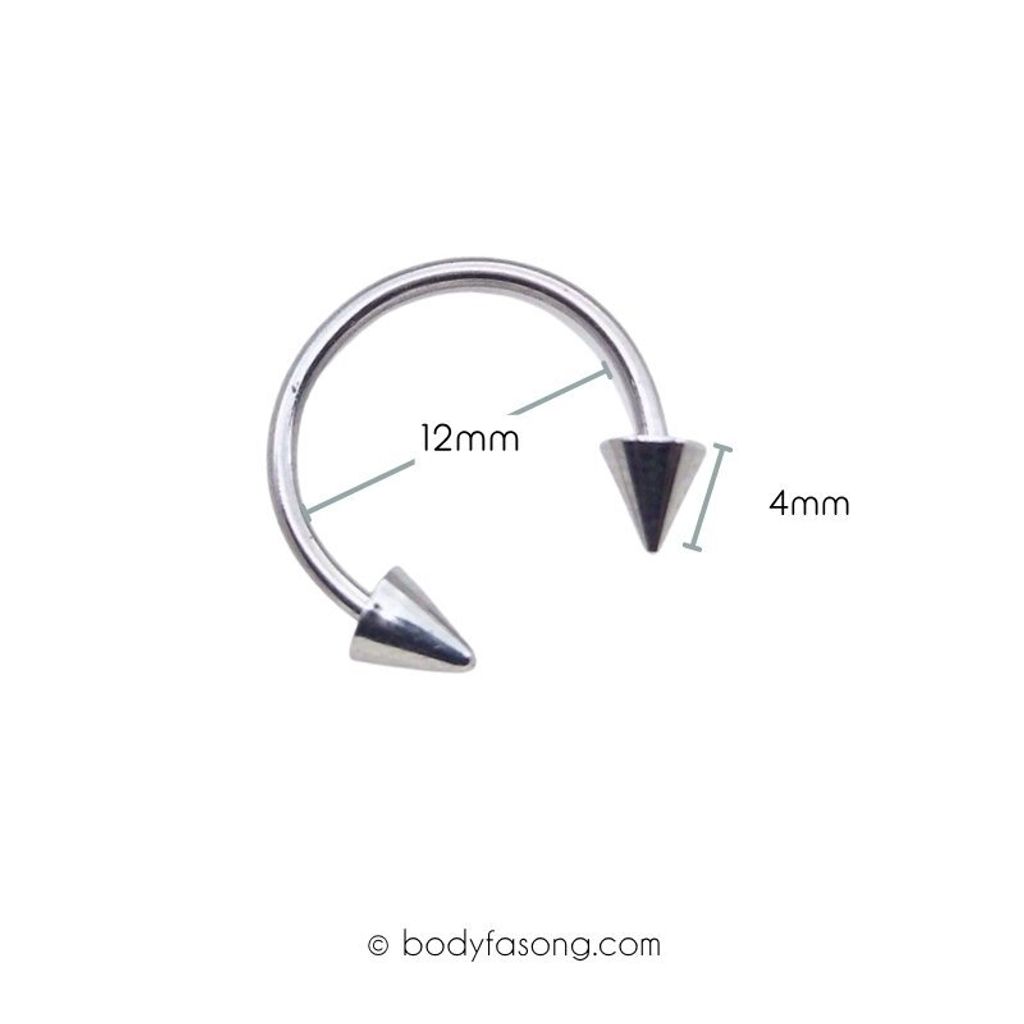16G 醫療鋼馬蹄槓鈴 錐款 - 內徑12mm錐4mm