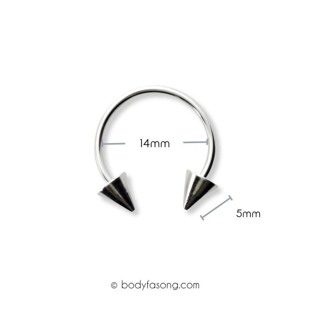 16G 醫療鋼馬蹄槓鈴 錐款 - 內徑14mm錐5mm