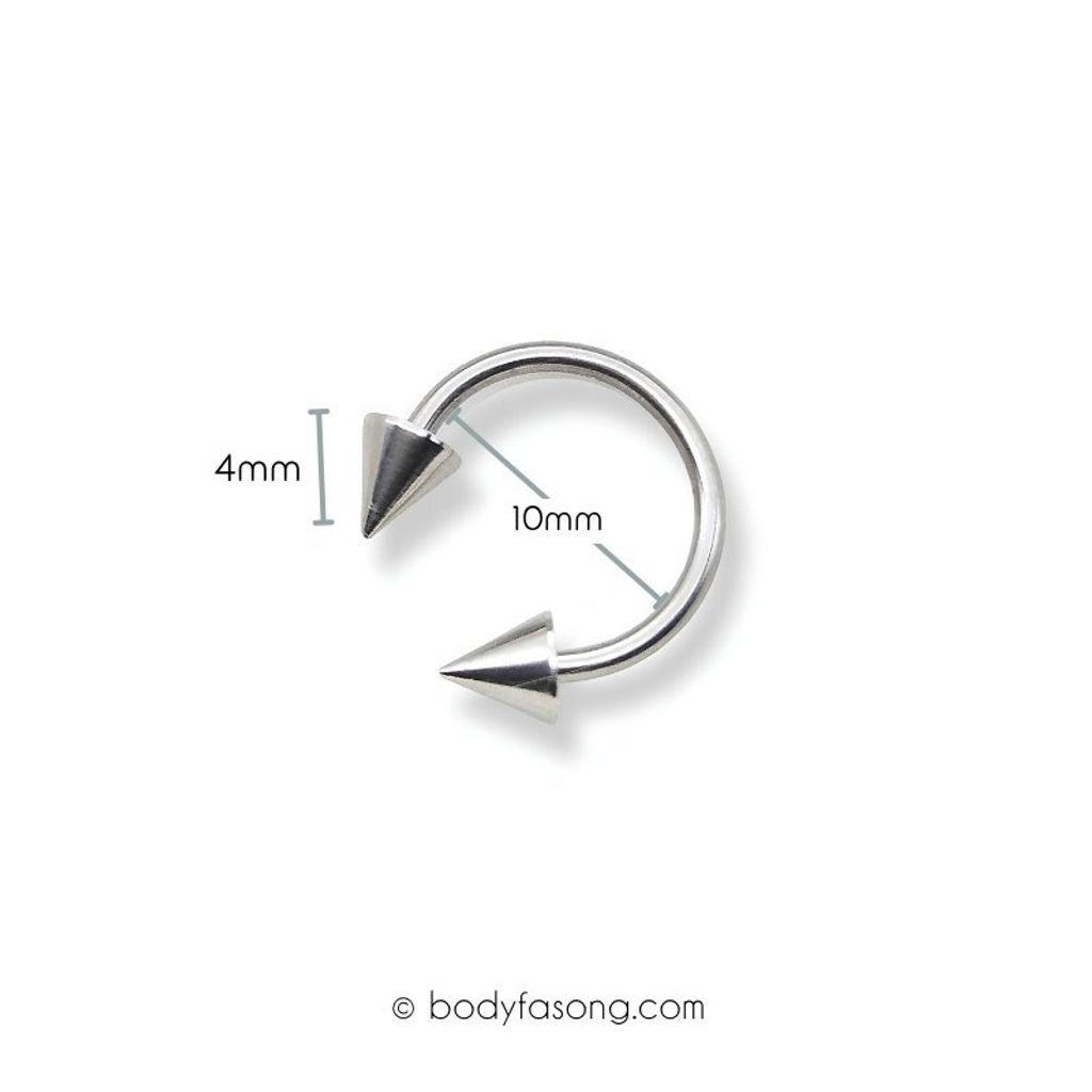 16G 醫療鋼馬蹄槓鈴 錐款 - 內徑10mm錐4mm