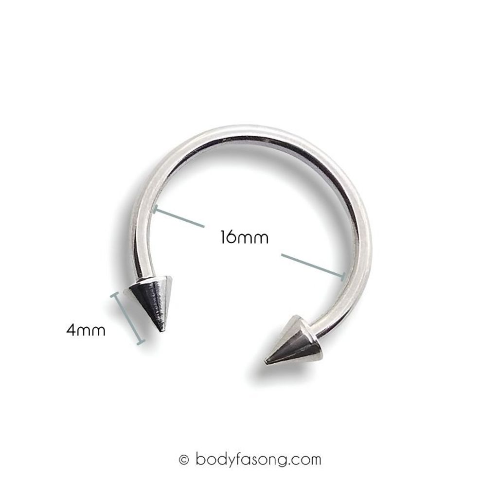 16G 醫療鋼馬蹄槓鈴 錐款 - 內徑16mm錐4mm