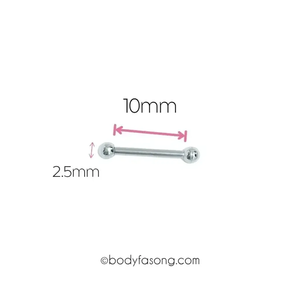 16G直槓鈴耳環 10mm長 2.5mm鋼珠直徑