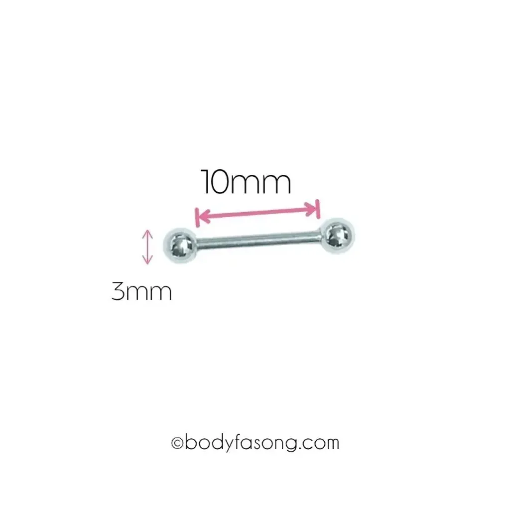 16G直槓鈴耳環 10mm長 3mm鋼珠直徑