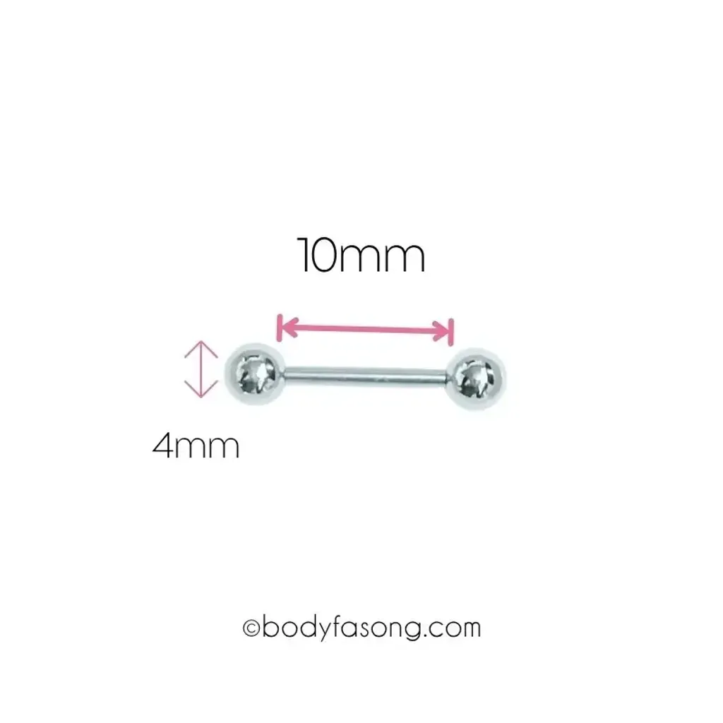 16G直槓鈴耳環 10mm長 4mm鋼珠直徑