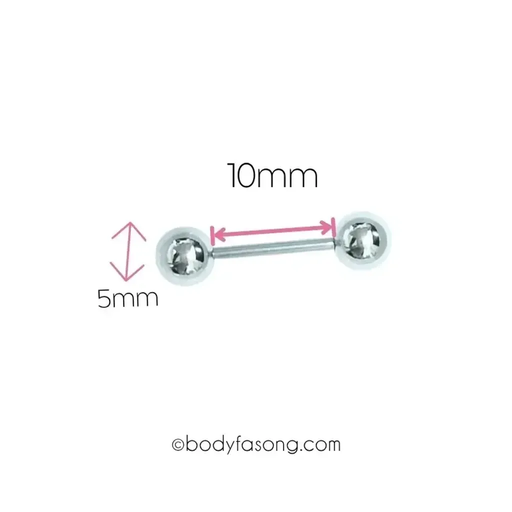 16G直槓鈴耳環 10mm長 5mm鋼珠直徑