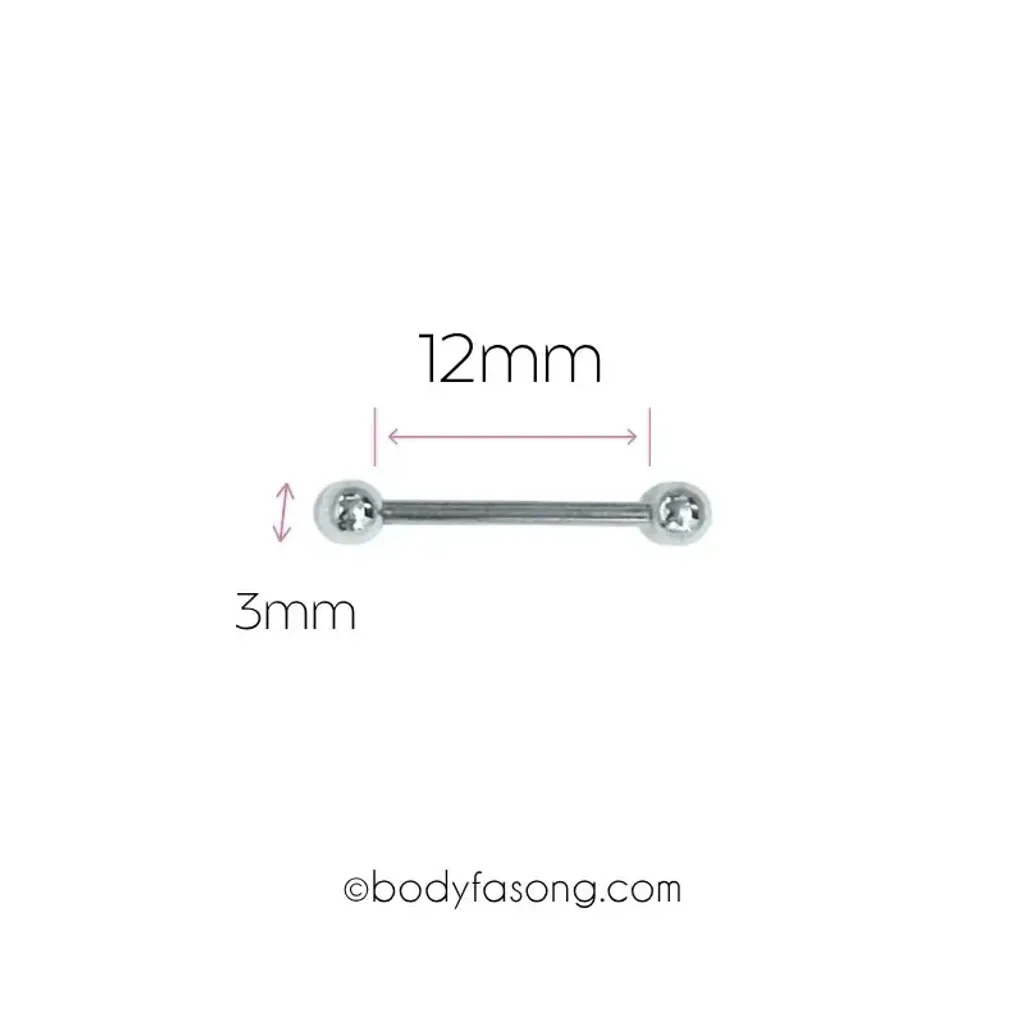 16G直槓鈴耳環 12mm長 3mm鋼珠直徑