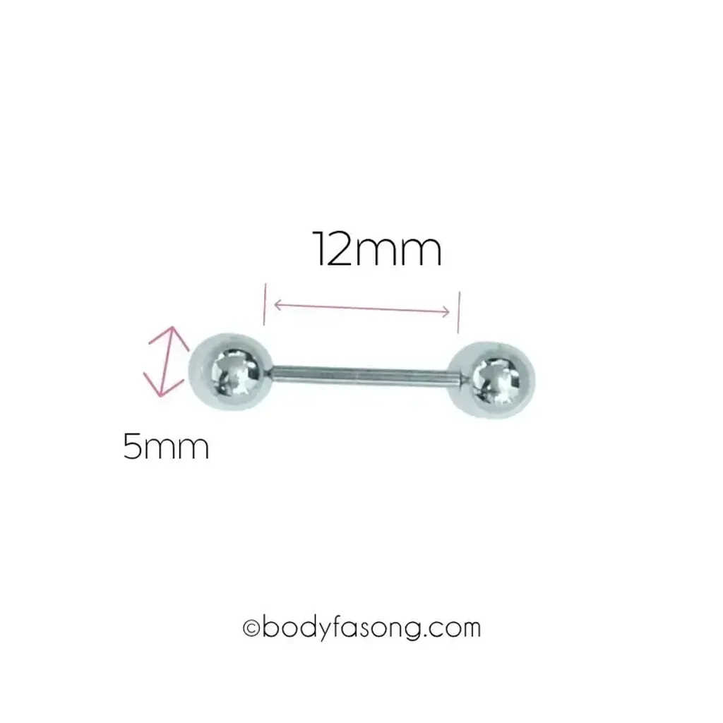 16G直槓鈴耳環 12mm長 5mm鋼珠直徑