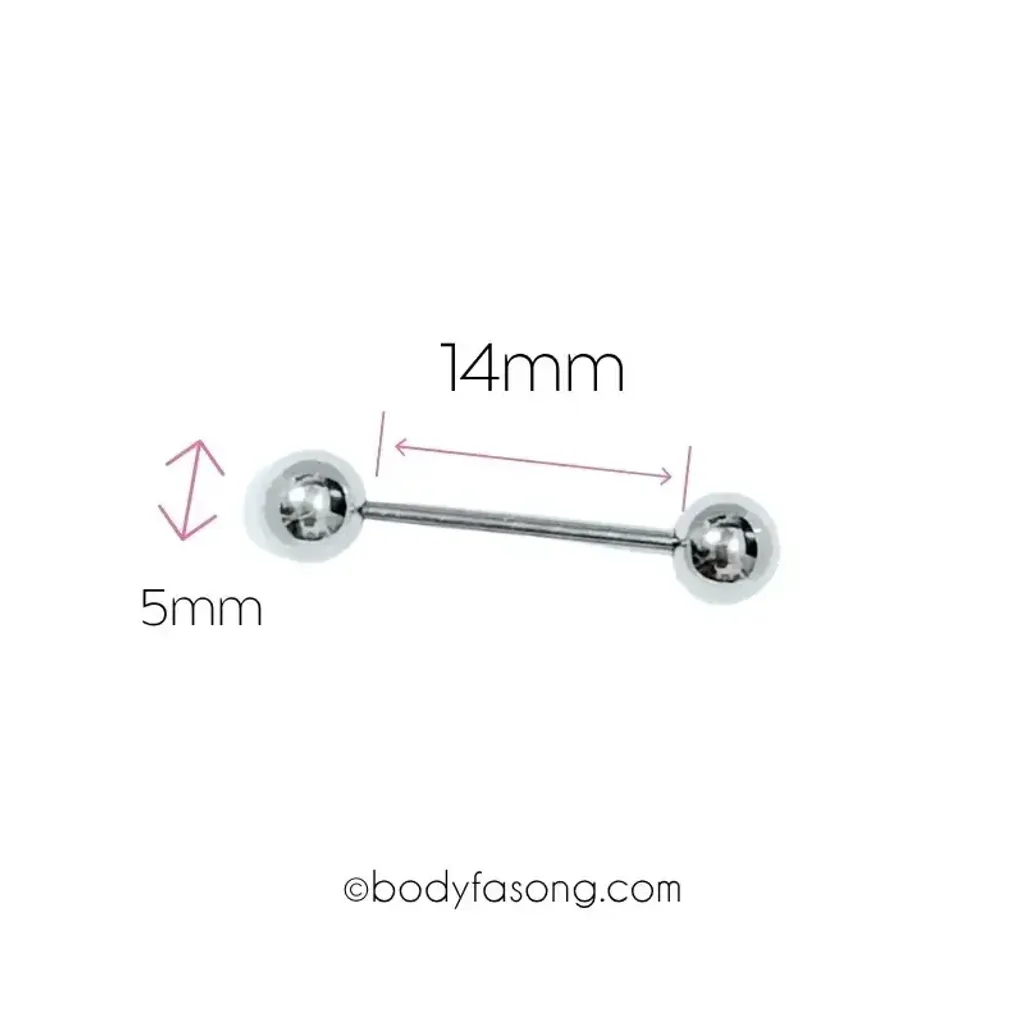 16G直槓鈴耳環 14mm長 5mm鋼珠直徑