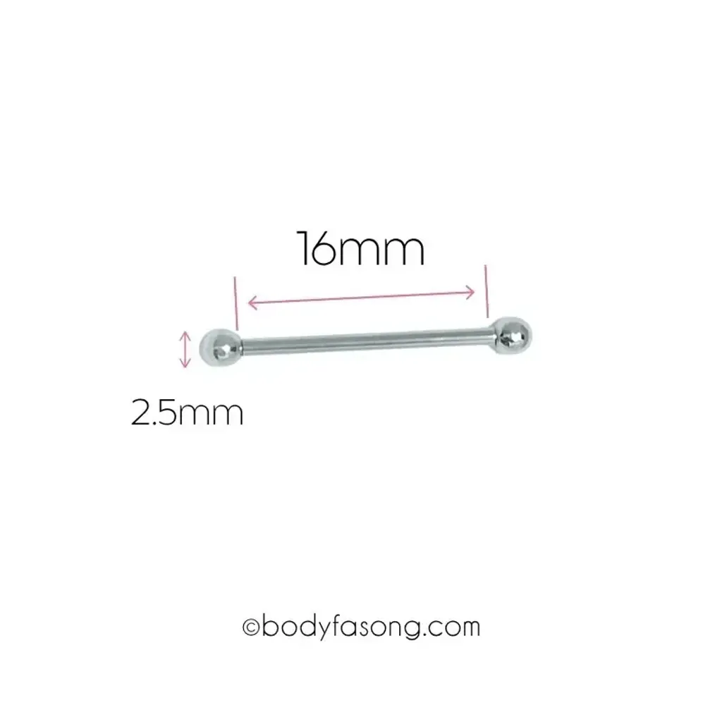 16G直槓鈴耳環 16mm長 2.5mm鋼珠直徑