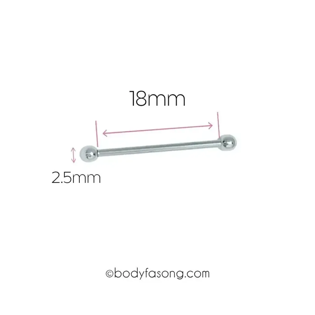 16G直槓鈴耳環 18mm長 2.5mm鋼珠直徑