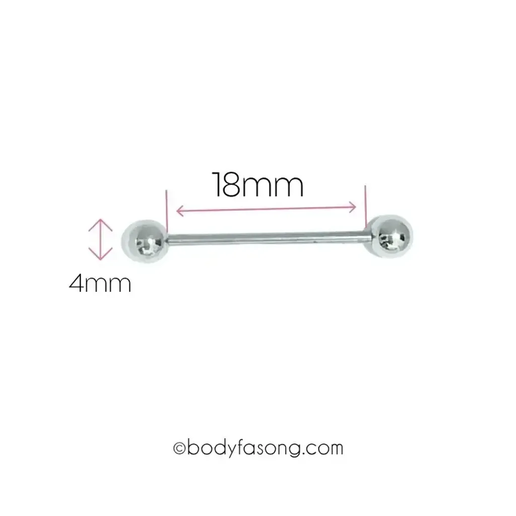16G直槓鈴耳環 18mm長 4mm鋼珠直徑
