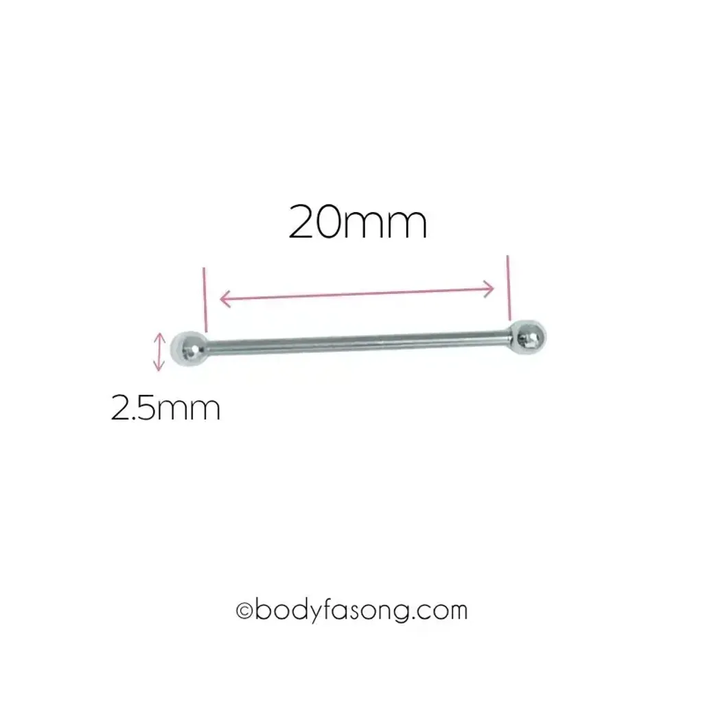 16G直槓鈴耳環 20mm長 2.5mm鋼珠直徑