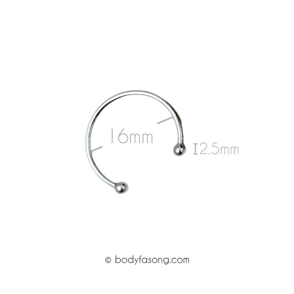 16G 醫療鋼馬蹄槓鈴 鋼珠款，內徑16mm鋼珠2.5mm
