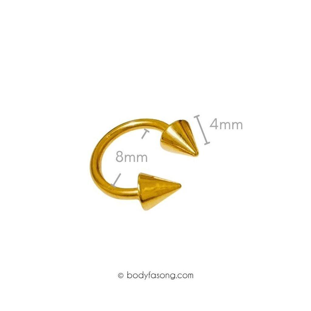 16G 馬蹄槓鈴 金色錐形，內徑8mm錐4mm