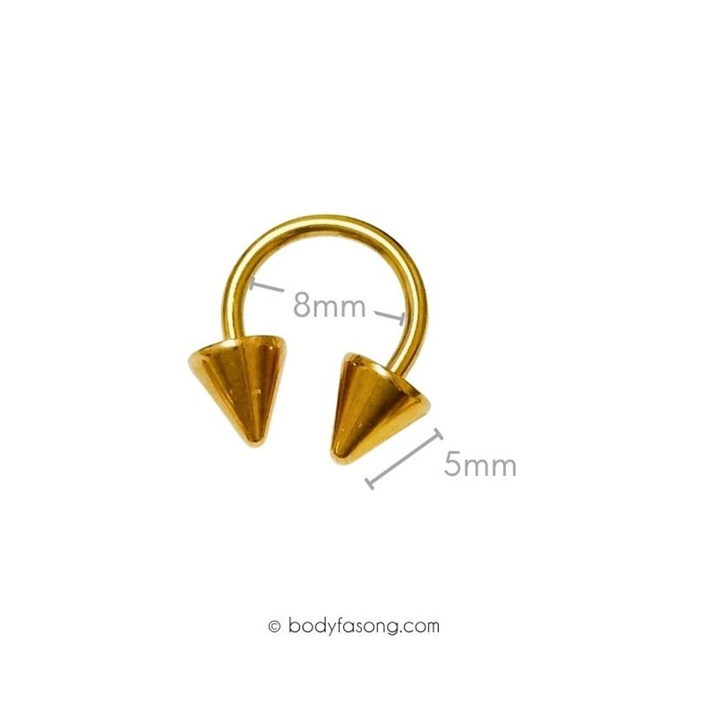 16G 馬蹄槓鈴 金色錐形，內徑8mm錐5mm