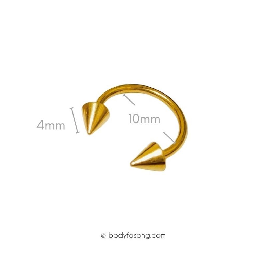 16G 馬蹄槓鈴 金色錐形，內徑10mm錐4mm