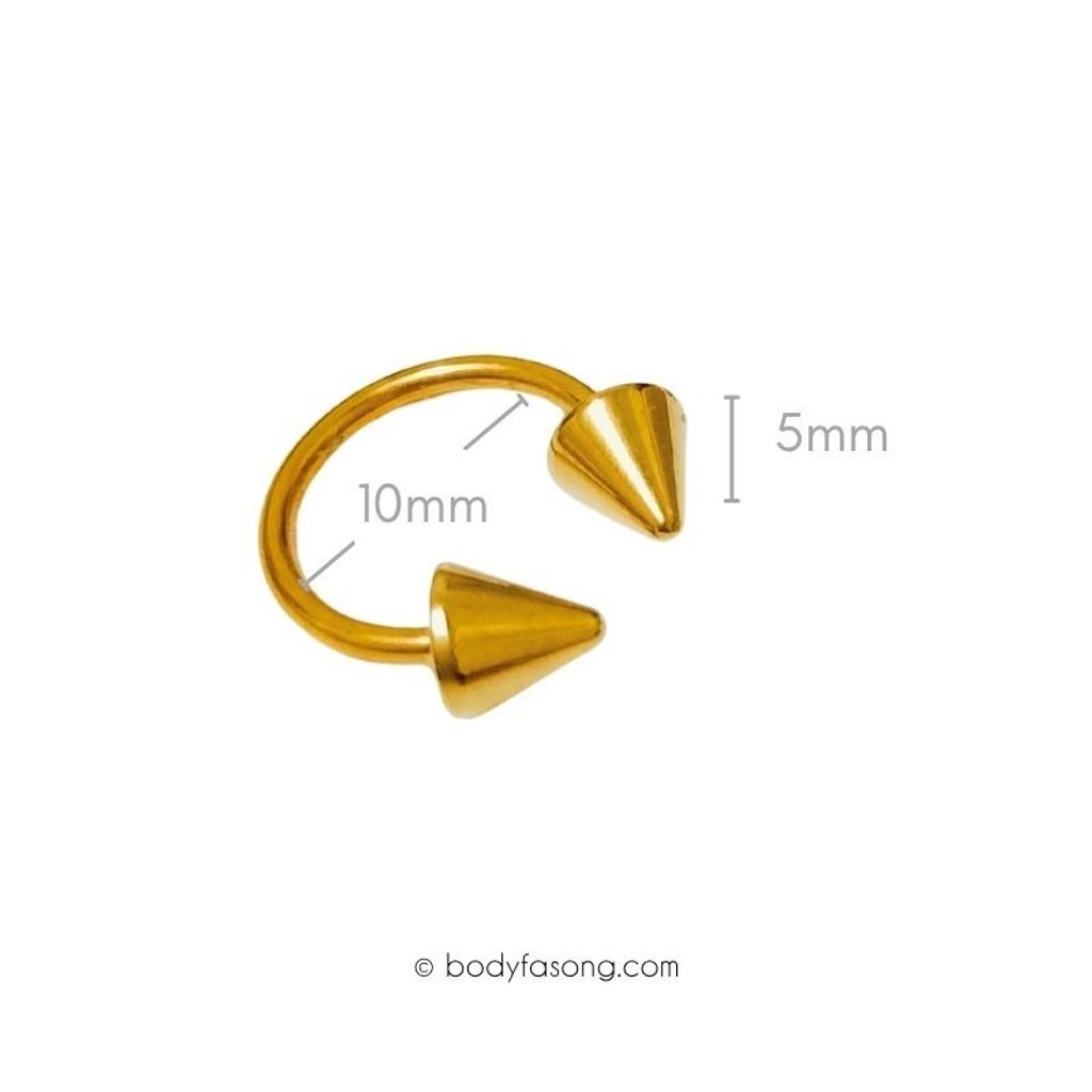 16G 馬蹄槓鈴 金色錐形，內徑10mm錐5mm