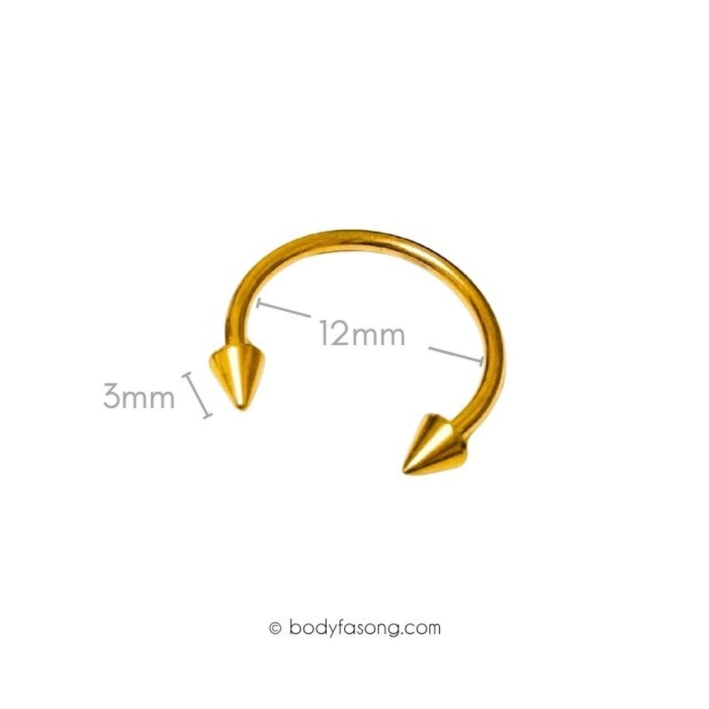 16G 馬蹄槓鈴 金色錐形，內徑12mm錐3mm