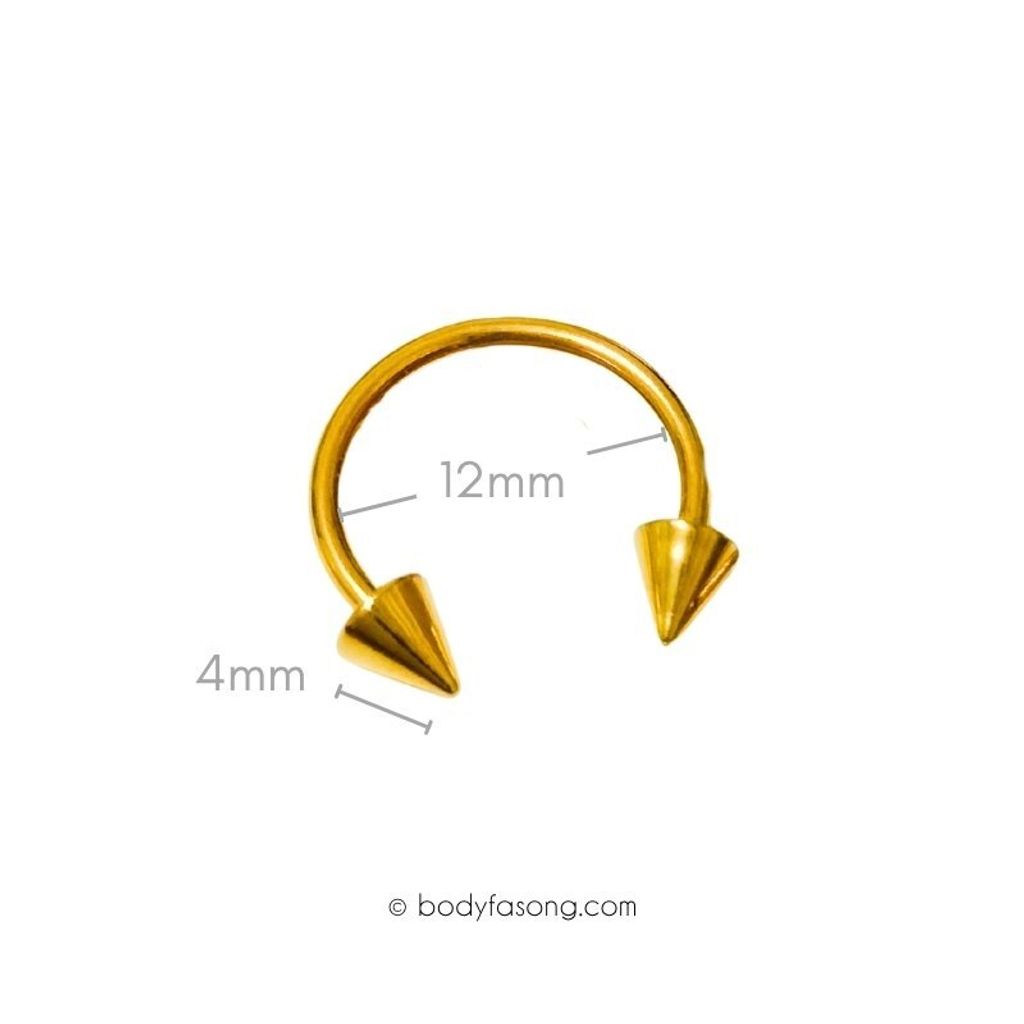 16G 馬蹄槓鈴 金色錐形，內徑12mm錐4mm