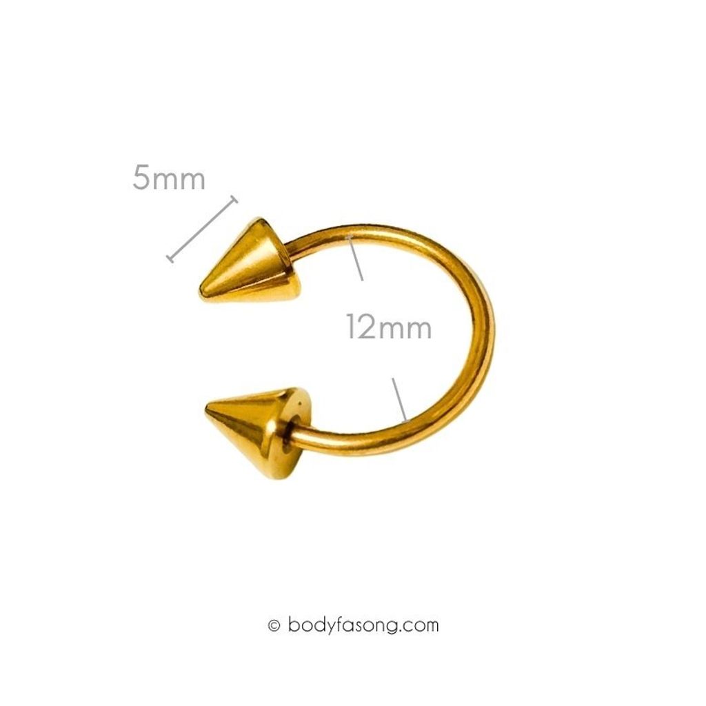 16G 馬蹄槓鈴 金色錐形，內徑12mm錐5mm