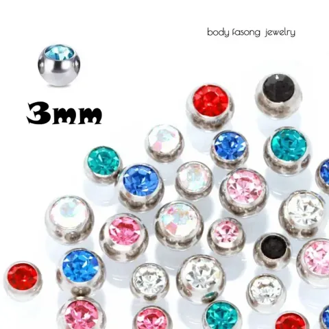 16G醫療鋼鑽珠3mm，各顏色展示